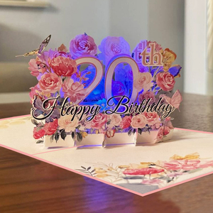 Tarjeta de cumpleaños musical 3D, tarjetas emergentes de cumpleaños con luz LED con música, luz Led y reproducción de música de <span class=keywords><strong>feliz</strong></span> cumpleaños - Product Image 4