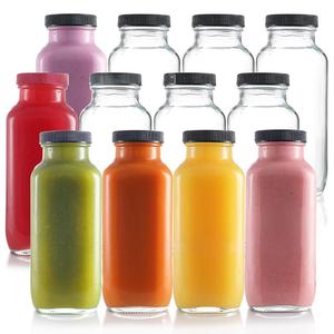 Narrow Mouth Smoothie Glass Square Cap Beverages Drinking Mason Jar 16 Oz 32 Oz Glass Juice Bottles With Lids - Product Image 1