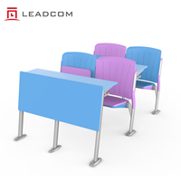 Chaise de bureau étudiante relevable Leadcom L-E10 en plastique PP, modulaire et connectable, pour salles de cours universitaires et scolaires