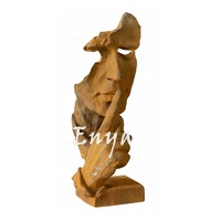Sculpture Abstraite Moderne en Fonte, Visage Créatif, Style Européen et Nordique, Thème 'Le Silence est d'Or', pour Maison et Jardin, Hauteur 34cm/60cm, Faite à la Main