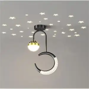 暖かくロマンチックな星空リビングルーム廊下ガラスシャンデリア明るい実用的な寝室廊下LEDペンダントライト