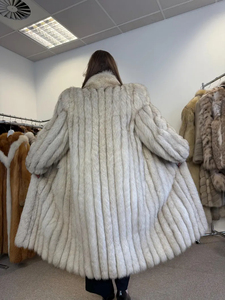 Cappotto <span class=keywords><strong>Lungo</strong></span> di Pelliccia di Volpe Vera di Lusso Personalizzato da <span class=keywords><strong>Donna</strong></span>, <span class=keywords><strong>Trench</strong></span> Invernale Caldo in Colore Naturale - Product Image 5
