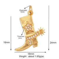 Bottes de cow-boy sport Baseball haltère Yoga hommes zircone pavé tissu pendentif à breloque, collier en or 18 carats artisanat bijoux approvisionnement L99