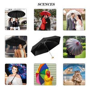 Nouvelle conception innovante, parapluie de poche miniature noir avec revêtement anti-UV, pliable en 5 sections, avec logo personnalisé - Product Image 4