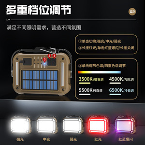ไฟแคมป์ปิ้งแบบชาร์จไฟได้ 30W 3600mAh พร้อมแผงโซลาร์เซลล์และฐานแม่เหล็กสำหรับงานกลางแจ้งและการซ่อมแซม - Product Image 3