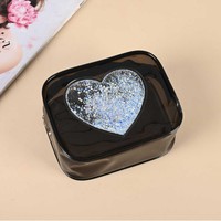 Sac de maquillage en PVC transparent personnalisé avec logo d'usine, avec paillettes ou gel à l'intérieur, sac cosmétique imperméable en PVC pour femmes, pour utilisation en salle de bain, pochette pour femme