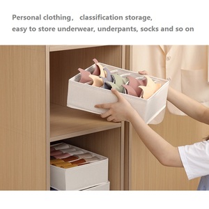 High-end Pure Cotton Linen Clothing <strong>Storage</strong> <strong>Box</strong> Wardrobe Drawer Socks Bra <strong>Storage</strong> Cabinet <strong>Tie</strong> Partition <strong>Storage</strong> <strong>Box</strong> - Product Image 4