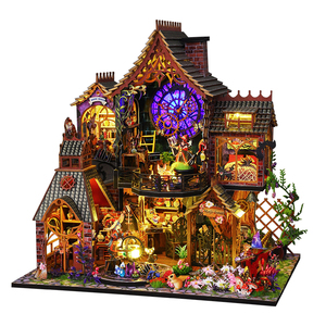Kit de Casa de Muñecas en <span class=keywords><strong>Miniatura</strong></span> DIY de Madera para Armar, Modelo de Escena de Librería con Luz LED, Decoración de Escritorio, Magic Clock Villa Book Nook - Product Image 1