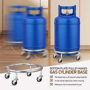 Soporte de Almacenamiento para Botellas de Gas Licuado con Base Móvil Desmontable de Acero Inoxidable, Tipo de Piso, con Ruedas Universales para Cocina - Product Image 4