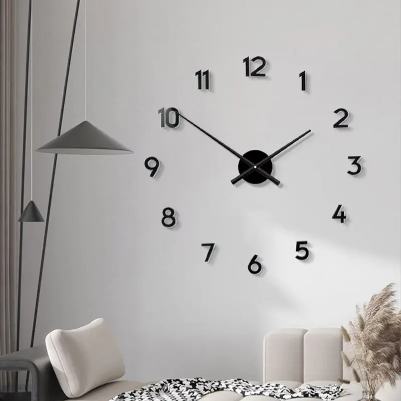 20 inch large luxury frameless wall clock for living room home decor acrylic silent big 3d diy clock