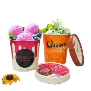 Umwelt freundliche Einweg-Pappbecher für Eiscreme und gefrorenen Joghurt-Verpackungs behälter mit Deckel und Löffel - Product Image 3