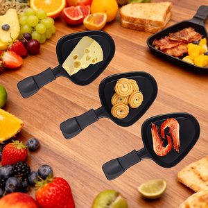 Mini ensemble de 4 poêles <span class=keywords><strong>à</strong></span> <span class=keywords><strong>raclette</strong></span> avec 4 spatules en bois, grill électrique universel et poêle <span class=keywords><strong>à</strong></span> frire pour la maison et l'extérieur - Product Image 3