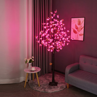 1,8 m Künstlicher Eukalyptus-Bonsai-Weihnachtsbaum für Innenräume mit Eingebauten 136 LED-Lichtern Rosa LED-Baumbeleuchtung Transformatorbetrieben