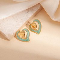 Boucles d'oreilles clous en acier inoxydable multicolores en forme de cœur MW Designer pour femmes, accessoires imperméables pour les oreilles, bijoux tendance