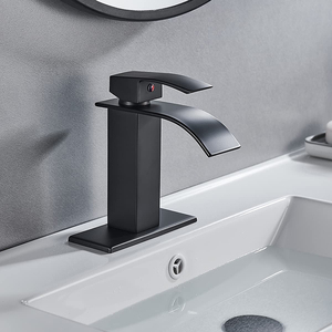 Grifo de un solo agujero de acero inoxidable para lavabo de baño, Grifería de lavabo con cubierta chapada en cascada - Product Image 4