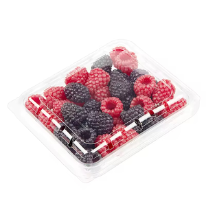 กล่องพลาสติกใสแบบฝาพับสำหรับบรรจุผลไม้ เช่น บลูเบอร์รี่ ราสเบอร์รี่  ทำจากพลาสติก PET  แบบใช้แล้วทิ้ง รีไซเคิลได้ - Product Image 4