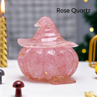 Ornement sculpté en résine cristalline, motif citrouille de Noël et maison de sorcière, bol à bonbons violet, décoration d'intérieur avec gravier