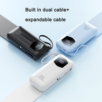 PD 22,5 W Pantalla digital Carga rápida Banco de energía Ultra Mini Banco de energía 10000mAh Carga súper rápida con cables integrados