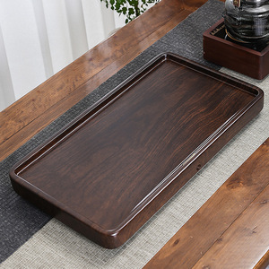 Plateau à thé en bambou 52x28cm, design de drainage concave pour table à thé à domicile, style moderne et minimaliste - Product Image 1