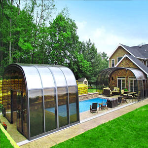 Gazebo extérieur de luxe serre de jardin véranda dôme en verre maison rétractable <span class=keywords><strong>solarium</strong></span> toit Portable préfabriqué <span class=keywords><strong>solarium</strong></span> en verre - Product Image 2
