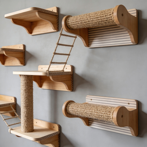 Plataforma de Escalada Plegable de Cartón para Gatos, Montada en la Pared, con Rascador, Cama y Nido, Diseño Moderno para Halloween y Navidad - Product Image 5