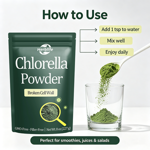 Poudre de Chlorelle à Mur Cellulaire Brouillé OEM ODM Marque Privée, Soutient le Système Immunitaire, 227g par Sachet, NON-OGM - Product Image 4