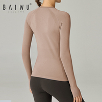 124114016 Baiwu col rond mince Fitness Gym Yoga Sport entraînement danse t-shirt haut court pour filles femmes