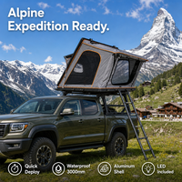 Tente de toit triangulaire en aluminium Zentopia pour 2 personnes, taille Queen, ouverture rapide à vérins à gaz, quatre saisons, résistante au vent, légère