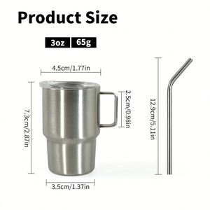 Vaso de vino de doble pared de acero inoxidable, taza sin vacío de 3 oz con asa y pajita - Product Image 4