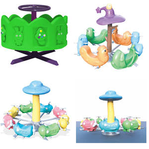 Niños Plástico Metal Animal Merry Go Round Equipo de juegos Parque de atracciones al aire libre Carrusel para niños - Product Image 5