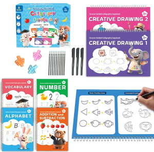 6 Libros en un Set, Cuadernos de Práctica de Escritura Mágica en Inglés <span class=keywords><strong>para</strong></span> Niños Preescolares, Libros Educativos de Aprendizaje - Product Image 1
