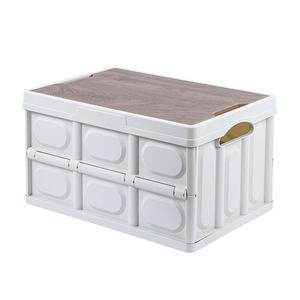 Boîte de rangement de camping en plein air écologique pliable couvercle en bois <span class=keywords><strong>coffre</strong></span> ménager en plastique créatif pour le stockage de voiture rangement assis - Product Image 2