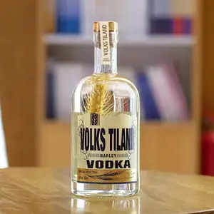 Garrafa de vidro vazia personalizada para licor, vinho, gin, rum, vodka, uísque, whisky, 50/100/500/700/750ml, 1 litro, transparente, com etiqueta