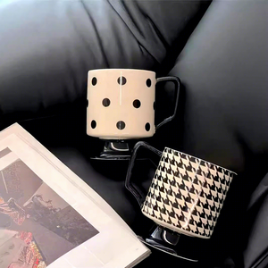 Black <b>White</b> Hepburn Style Modern Simple High-footed Porcelain Cup Couple's Mug Heat-Resistant <b>Gift</b> <b>Box</b> Packaging Office Coffee - Product Image 5
