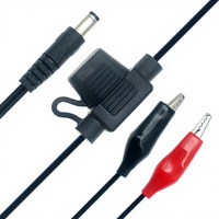 Cable de alimentación con fusible de 12V CC, conductor de cobre con aislamiento de PVC, de 5.5x2.1mm a pinzas de cocodrilo, para cámara de rastreo