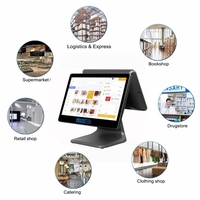 Système de point de vente à double écran, caisse enregistreuse 15,6" + 11,6", tout-en-un, Windows/Android, processeur Intel I5/RK3566, SSD