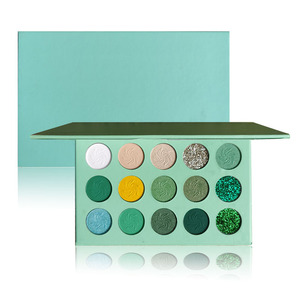 Manufacturer Custom Shape Eyeshadow Palette 15 Color Green <strong>Blue</strong> No Logo Eyeshadow Palette Luxury <strong>Eye</strong> <strong>Shadow</strong> - Product Image 1