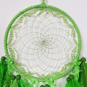 [Original] Pendentif attrape-rêves de style chinois, <span class=keywords><strong>carillon</strong></span> éolien vert, artisanat tissé à la main - Product Image 6