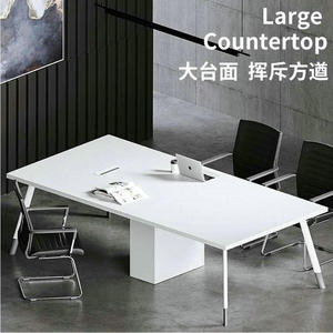 Zhongqirun Conference Table <b>Large</b> White Office Meeting <b>Desk</b> Modern Design For Boardroom Training Use - Product Image 1