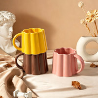 Tasse en céramique irrégulière - Convient à un usage domestique, avec une qualité esthétique élevée, tasse à café, tasse en céramique à fleurs de style coréen