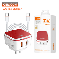 Chargeur rapide LDNIO A2405C 30W PD QC 3.0, adaptateur de voyage universel ignifuge V-0 avec prise interchangeable EU/UK/US
