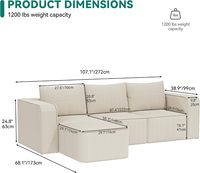 Canapé modulaire en velours côtelé sans armature, en forme de L, surdimensionné et moderne, avec chaise longue et assise profonde pour salon, fabriqué à Dongguan