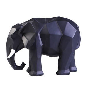 Ornements d'éléphant géométrique nordique Décorations de salon pour la maison d'animaux Artisanat en résine personnalisé Figurines d'animaux