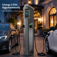 Station de recharge pour véhicules électriques sur pied, double prise Type 2, 22 kW, AC commercial