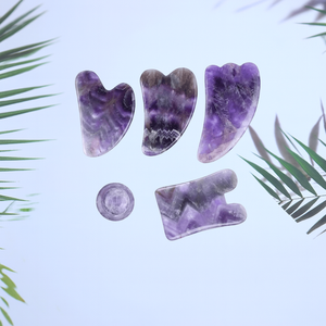 Tube <span class=keywords><strong>en</strong></span> <span class=keywords><strong>quartz</strong></span> avec logo personnalisé pour le corps, outil de massage <span class=keywords><strong>Gua</strong></span> <span class=keywords><strong>Sha</strong></span> violet clair, panneau de thérapie au jade avec marque privée OEM, application faciale - Product Image 6