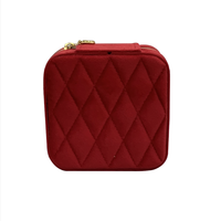 Boîte à bijoux RR en velours pelucheux, fermeture éclair carrée, étui de voyage pour bijoux, organisateur, boîte de rangement miniature portable pour bagues, boucles d'oreilles