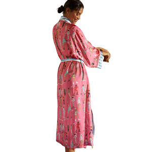 Fabricante OEM personalizado impreso ropa de dormir lujosa señoras ropa de casa conjunto satén hielo seda 2 piezas pijamas Loungewear para mujer - Product Image 3