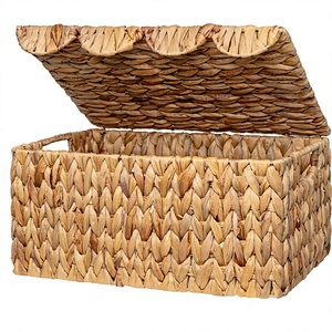 Handmade Water Hyacinth Storage Basket Rectangle Bohemian Style Woven Toy Organizer Living <b>Room</b> Natural Fiber Storage Box - Product Image 1