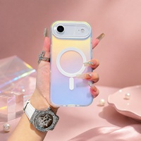 Coque de téléphone magnétique à chargement sans fil pour iPhone en PC irisé