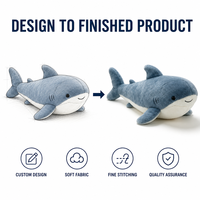 Peluche Requin Personnalisée Directement de l'Usine à Partir de Conception OEM ODM, Poupée en Peluche pour Marques IP Originales